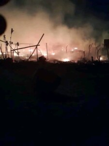 حرائق في منازل المواطنين جراء القصف الجوي على الفاشر - 25 مارس 2024-ا