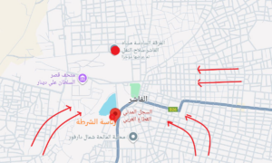 خريطة توضح الهجوم الذي جرى في الفاشر أمس