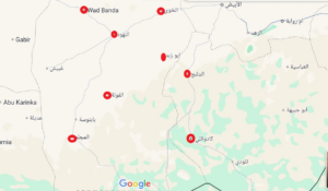 خارطة تظهر أهم مدن كردفان