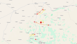 حريطة توضح مناطق المعارك بين القوات المسلحة من جهة والدعم السريع والحركة الشعبية -تحرير :راديو دبنقا