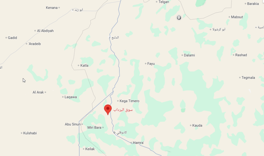 منطقة البردابه بجنوب كرفدان التي أ‘لنت قوات الحركة الشعبية السيطرة عليها- تحرير:راديو دبنقا