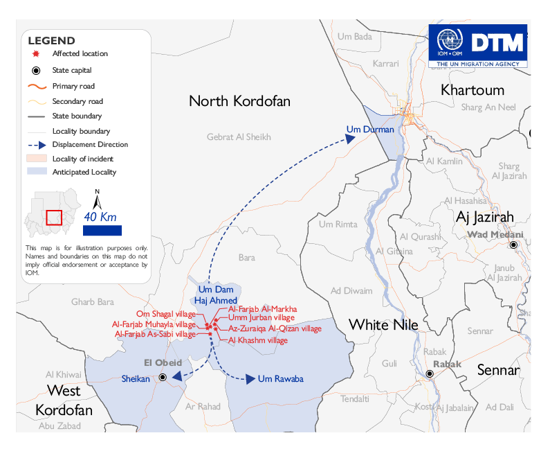 نزوح الآلاف من أم دم حاج أحمد بشمال كردفان - منظمة الهجرة الدولية