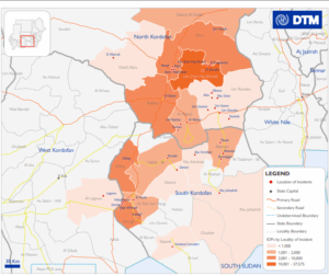 خارطة توضح نزوح 65 الف شخص من كردفان منذ 25 اكتوبر -منظمة الهجرة