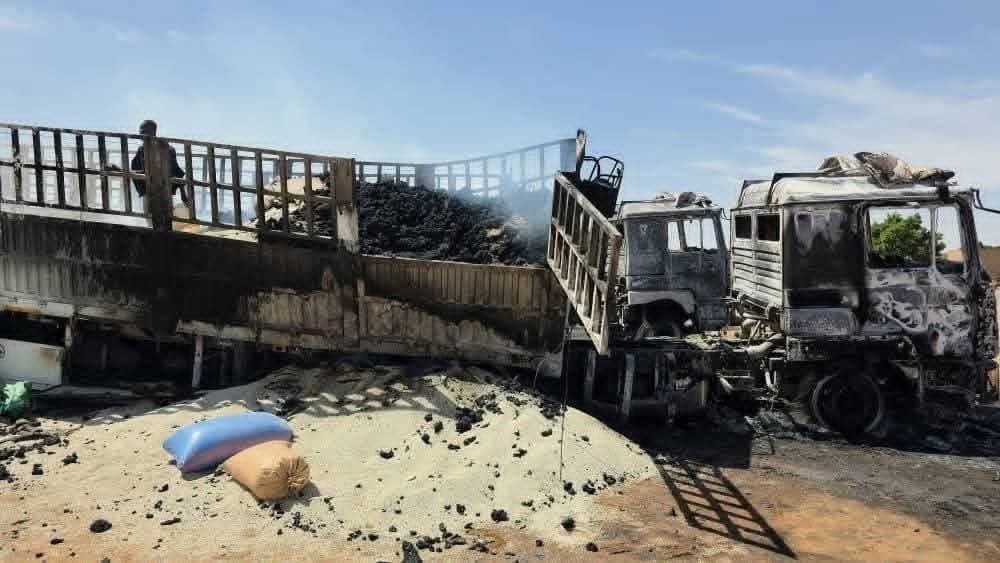 شاحنة اغاثة تتبع لبرنامج الغذاء العالمي تعرضت لهجمات في شمال كردفان - فبراير 2026- وسائل التواصل