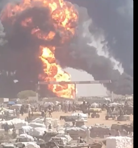 هجوم بمسيرة على سوق أديكونق الحدودي مع تشاد-12 مارس 2025-وسائل التواصل