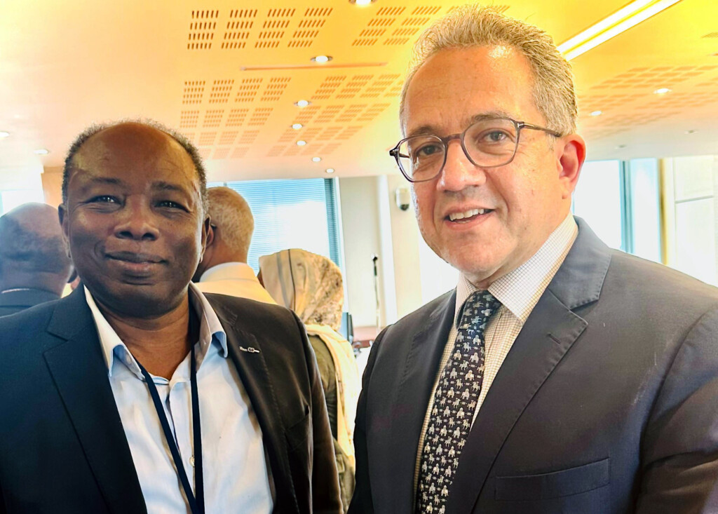 Kamal Elsadig Editor-in-Chef of Radio Dabanga and Chair of the Sudan Meda Forum meets UNESCO Director-General Khaled El Enany in Paris (May 4 2026)