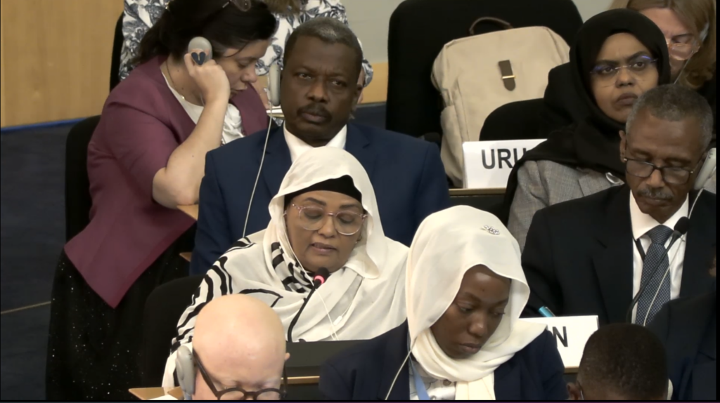 النائب العاملجمهورية السودان خلال تقديم تقرير اللجنة الوطنية للتحقيق أمام مجلس حقوق الإنسان في جنيف- 15 يونيو 2026- موقع الأمم المتحدة